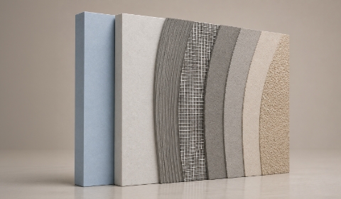 Render system layers on a cutaway wall panel